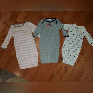 0-6 mo Nightgown Bundle - Pink, Gray, White